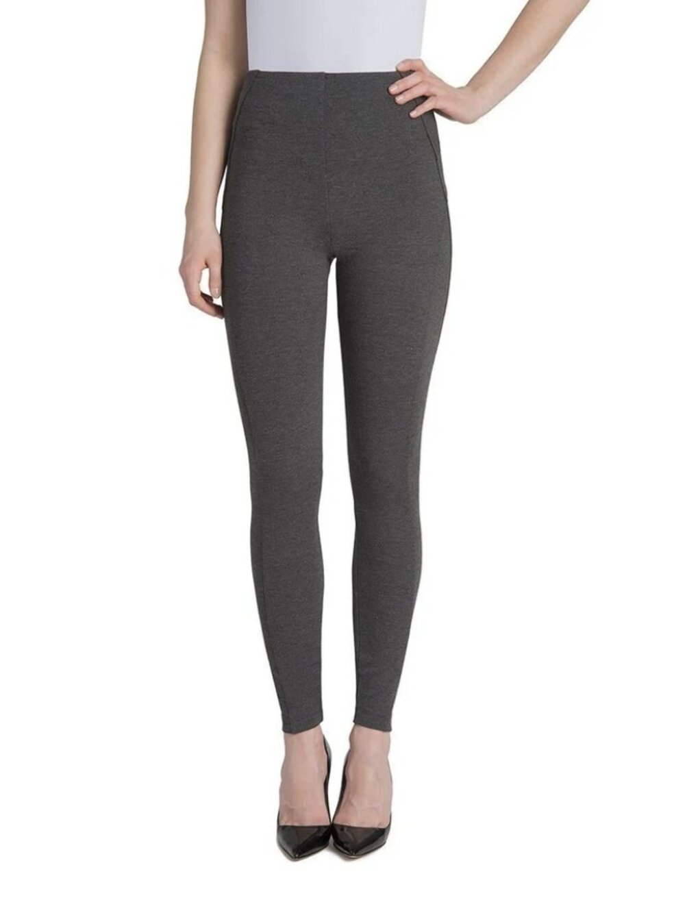 Lysse Ella Leggings Small Seamed Ponte Pull On Charcoal Gray Stretch Casual NEW